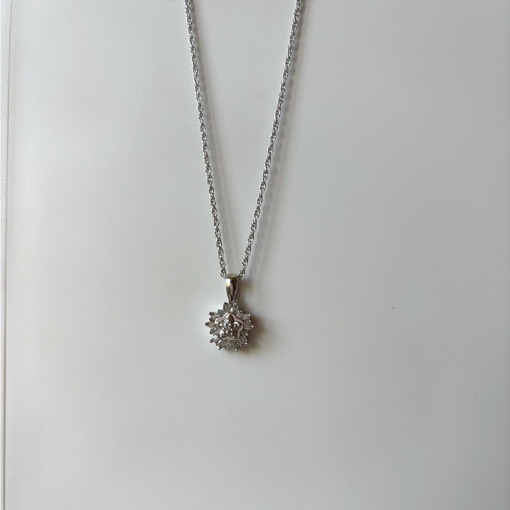 Sterling Silver and Diamond Star Pendant Necklace